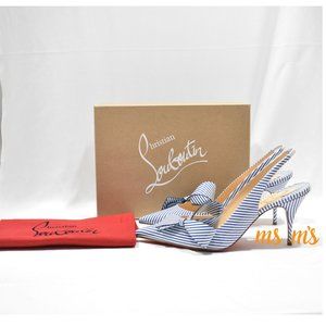NIB Christian Louboutin Striped Bow Pumps